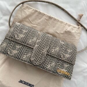 Jacquemus Monochrome Snake Print Clutch